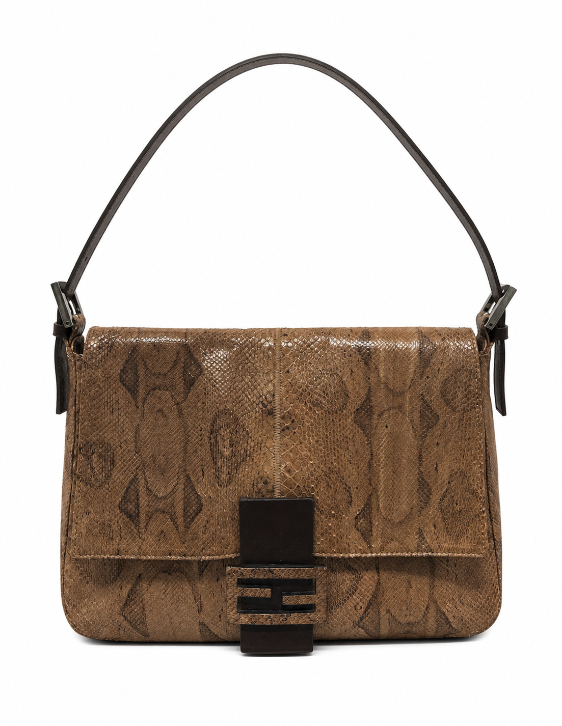 Fendi Brown Snakeskin Mamma Baguette Bag