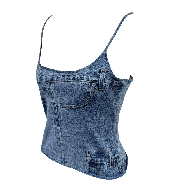 Dior Denim Print CropTank Top