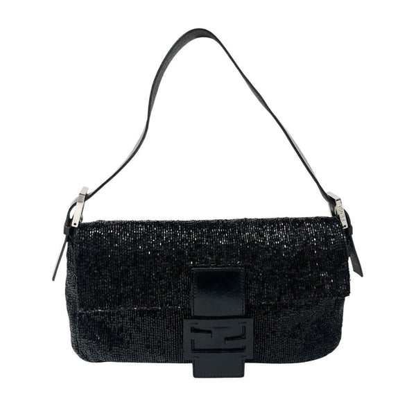 Fendi Black Beaded Baguette Bag