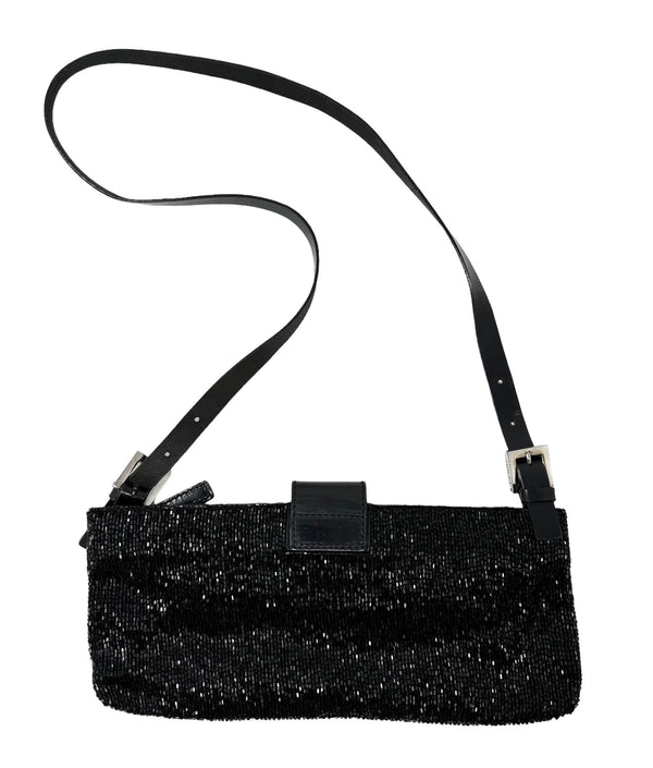 Fendi Black Beaded Crossody Baguette