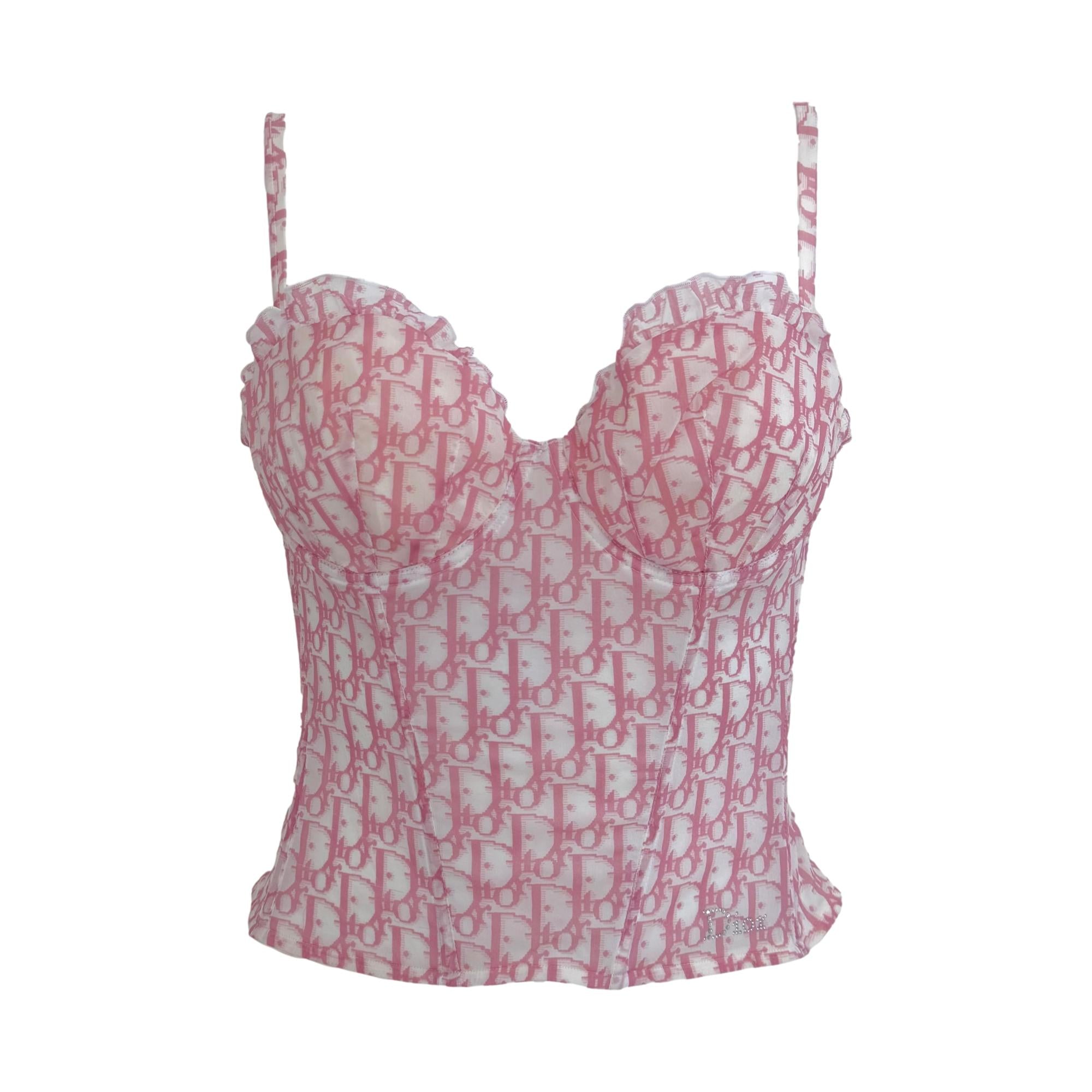 Dior Pink Logo Corset Top