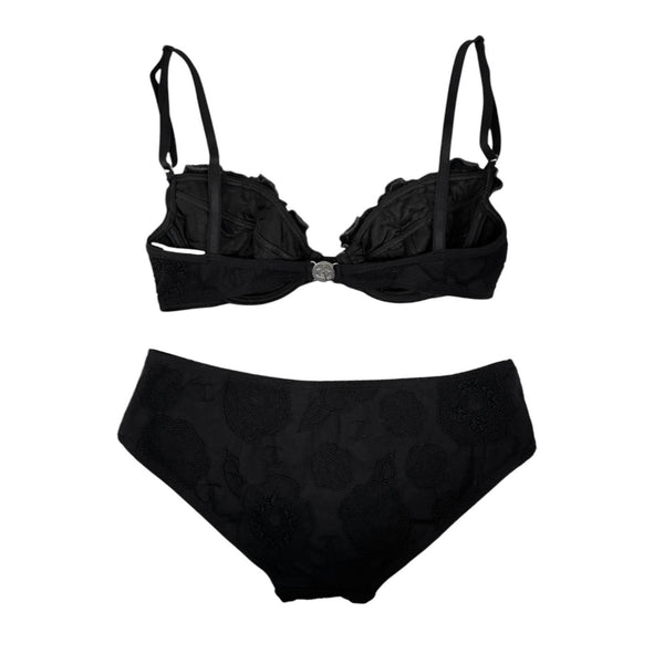 Chanel Black Cameillia Logo Bikini