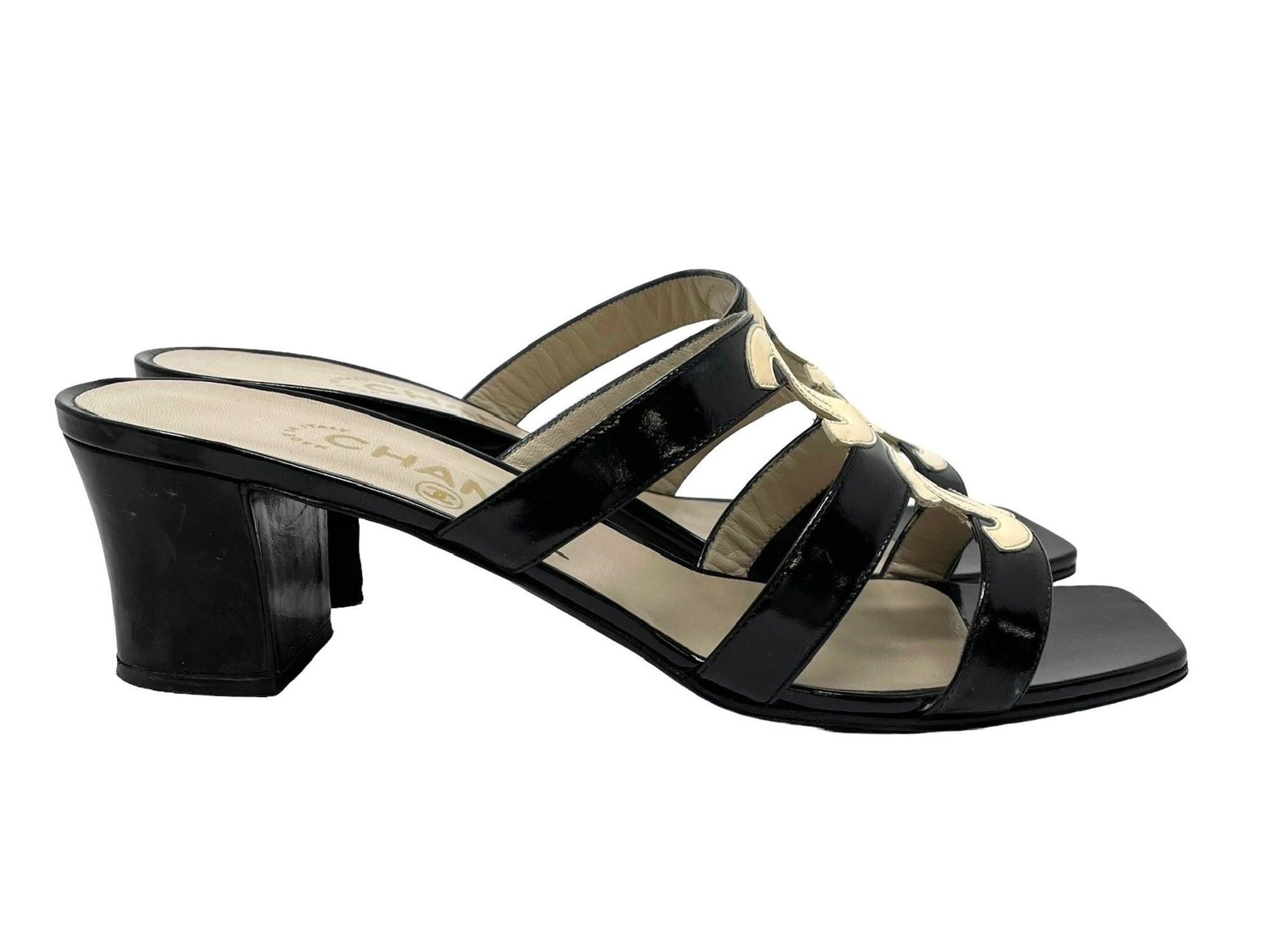 Chanel Black Double Logo Heels