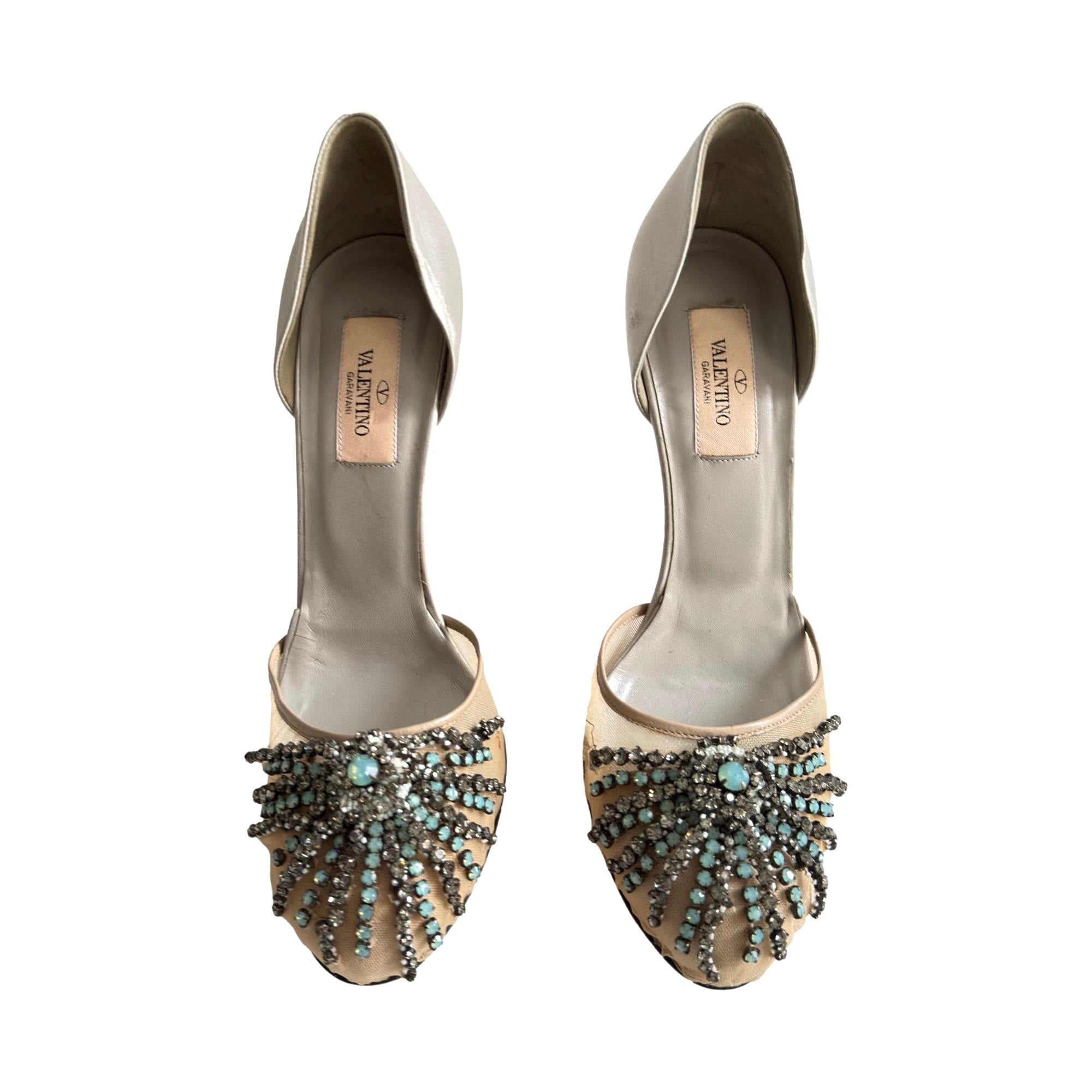 Valentino Silver Beaded Heels