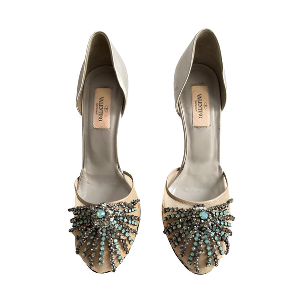 Valentino Silver Beaded Heels