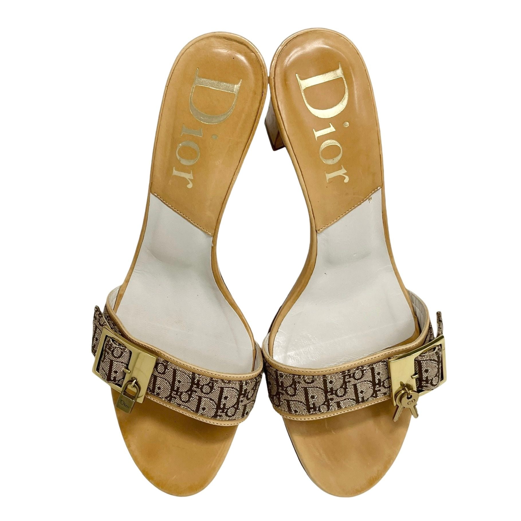 Dior Tan Logo Buckle Heels