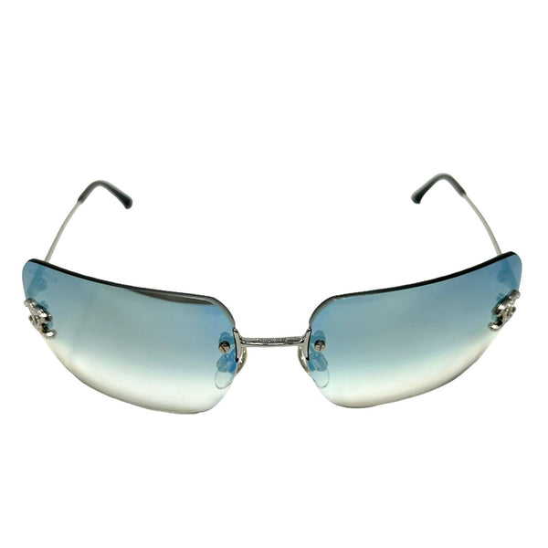 Chanel Turquoise Rhinestone Logo Sunglasses