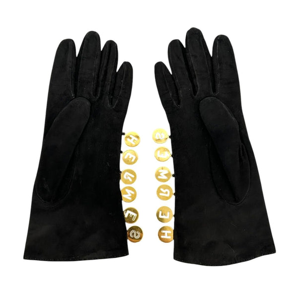 Hermes Black Charm Logo Gloves