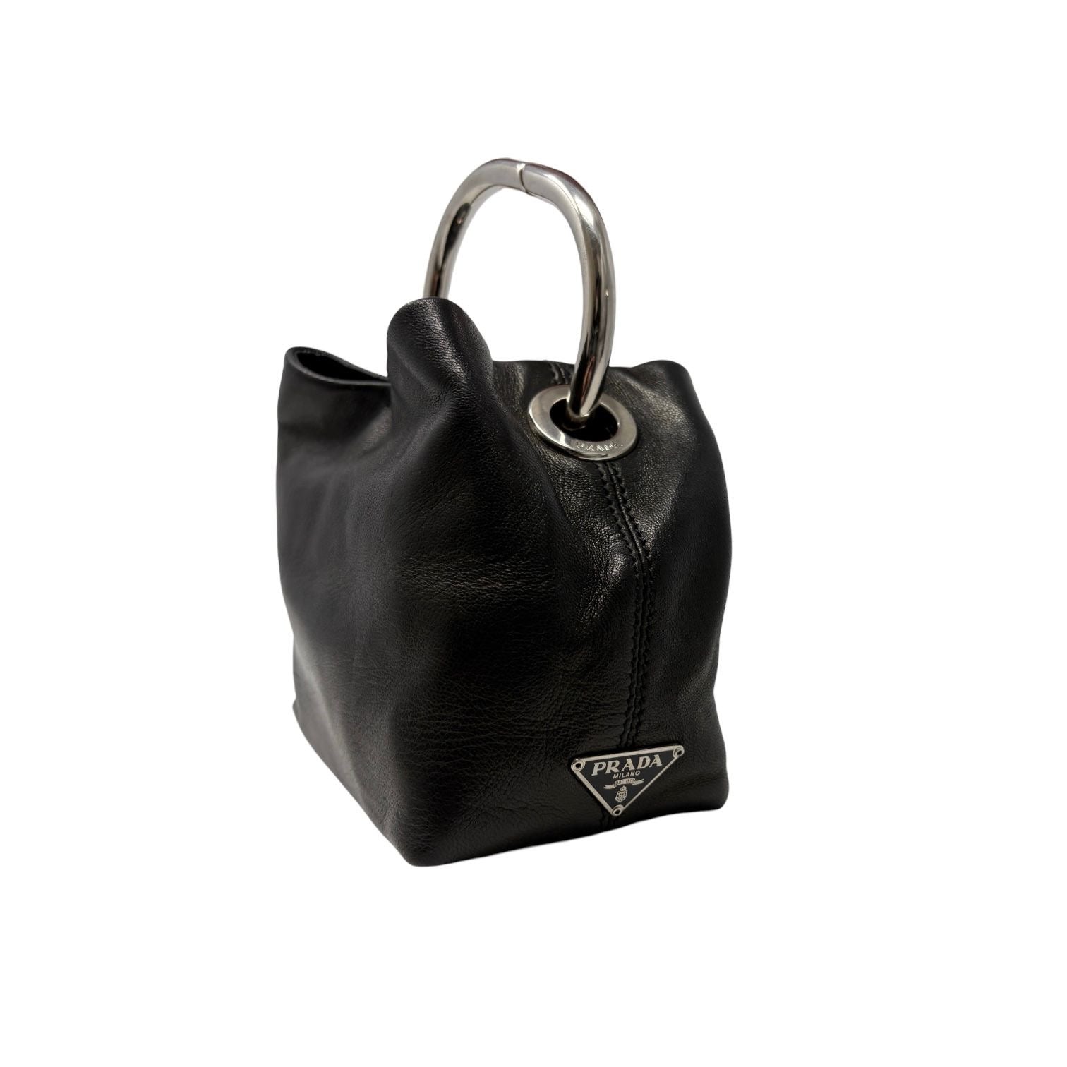 Prada Black Leather Mini Ring Bag