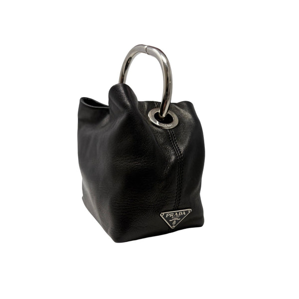 Prada Black Leather Mini Ring Bag