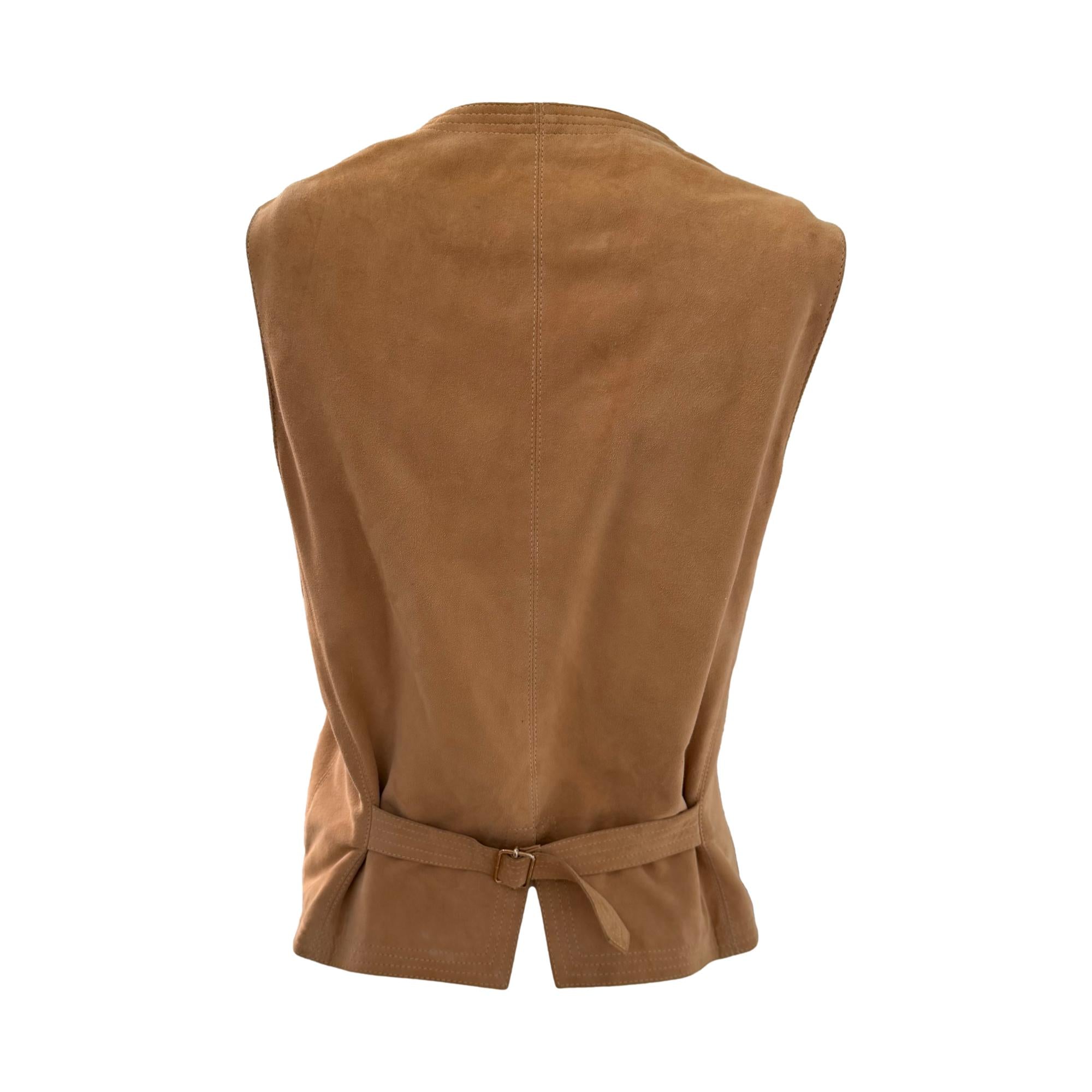 Chanel Tan Suede Logo Button Vest