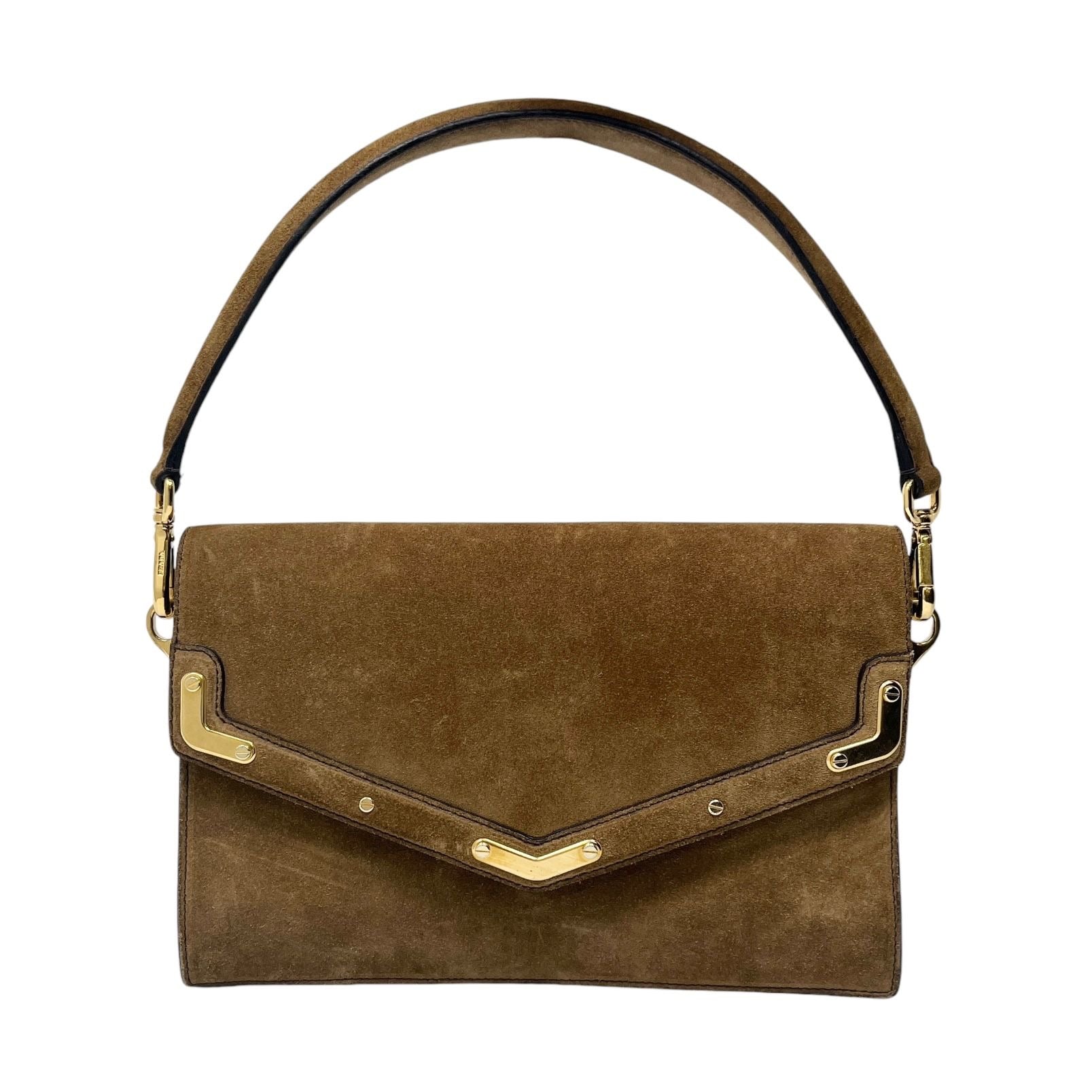 Prada Brown Suede Envelope Shoulder Bag