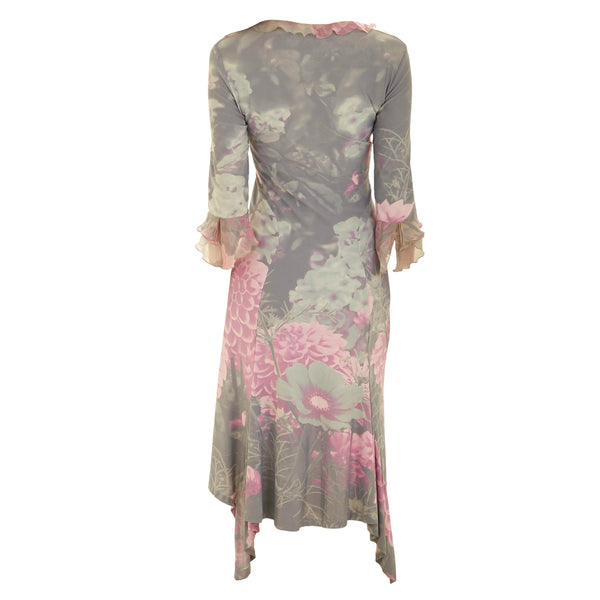Roberto Cavalli Floral Print Ruffled Sleeve Dress