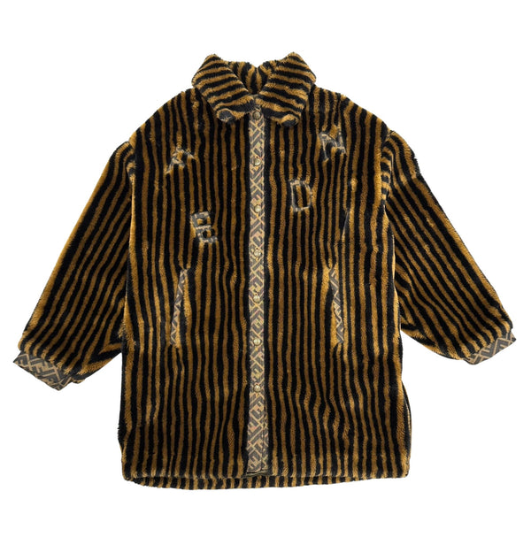 Fendi Brown Striped Logo Coat