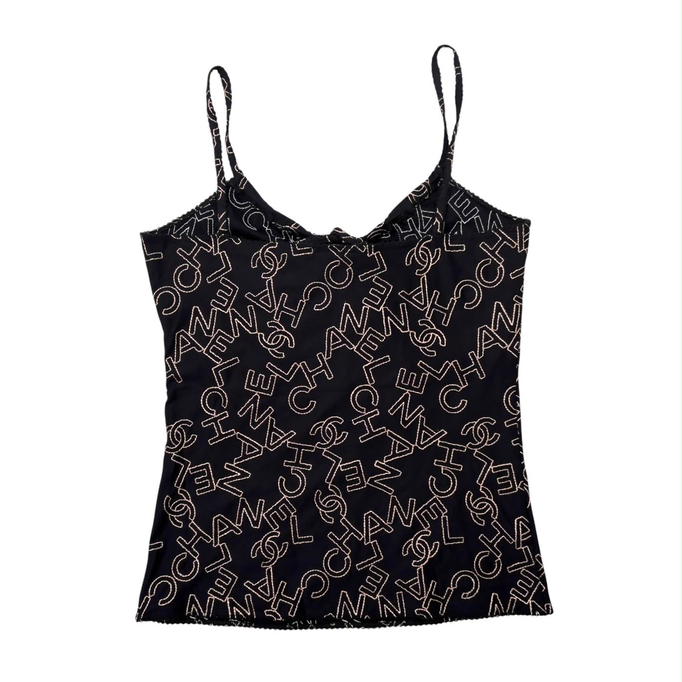 Chanel Navy Embroidered Logo Tank