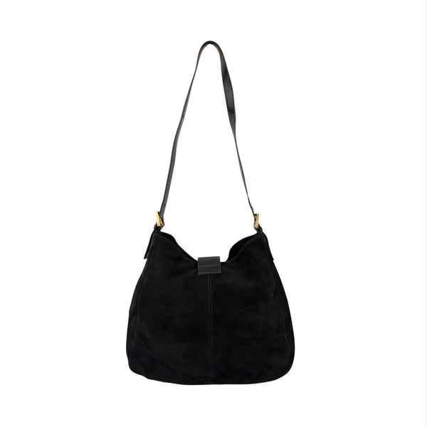 Fendi Black Suede Slouchy Shoulder Bag