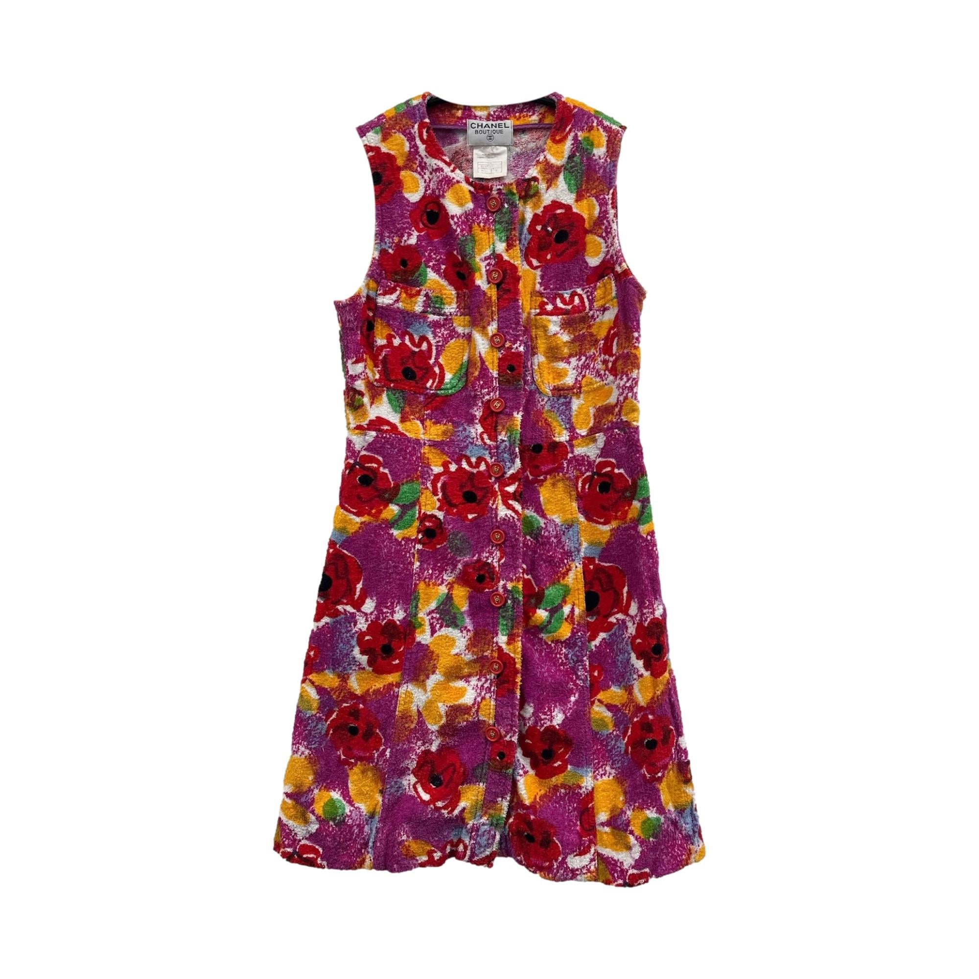 Chanel Terrycloth Logo Button Dress