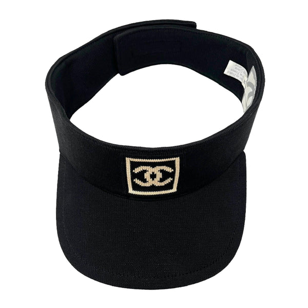 Chanel Black Knit Logo Visor