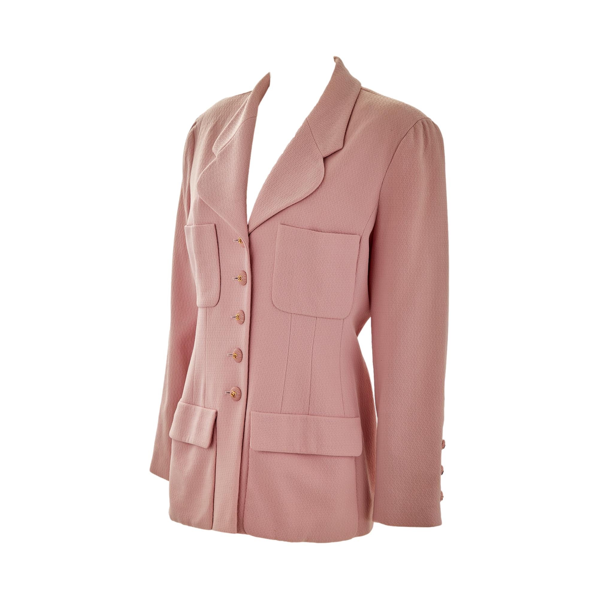Chanel Baby Pink Logo Jacket
