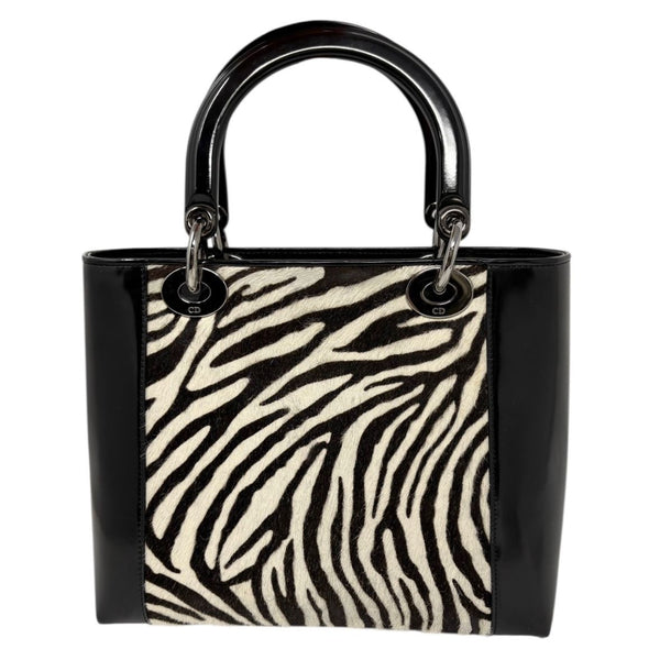 Dior Zebra Print Calf Hair Top Handle Bag