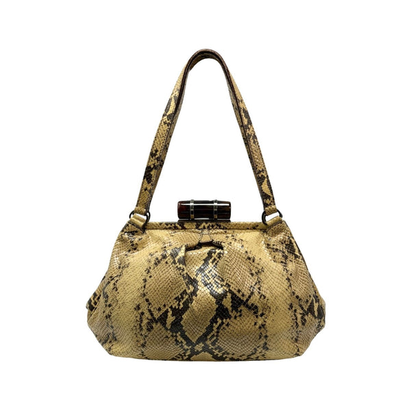 Miu Miu Tan Snakeskin Kisslock Bag