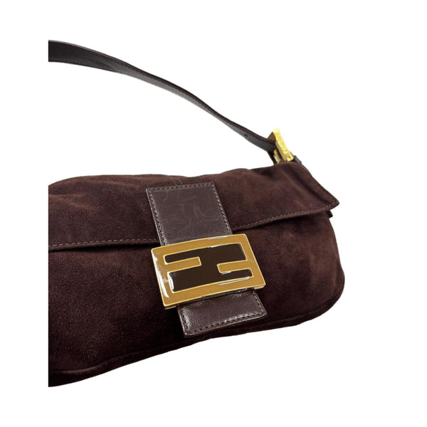 Fendi Brown Suede Baguette Bag
