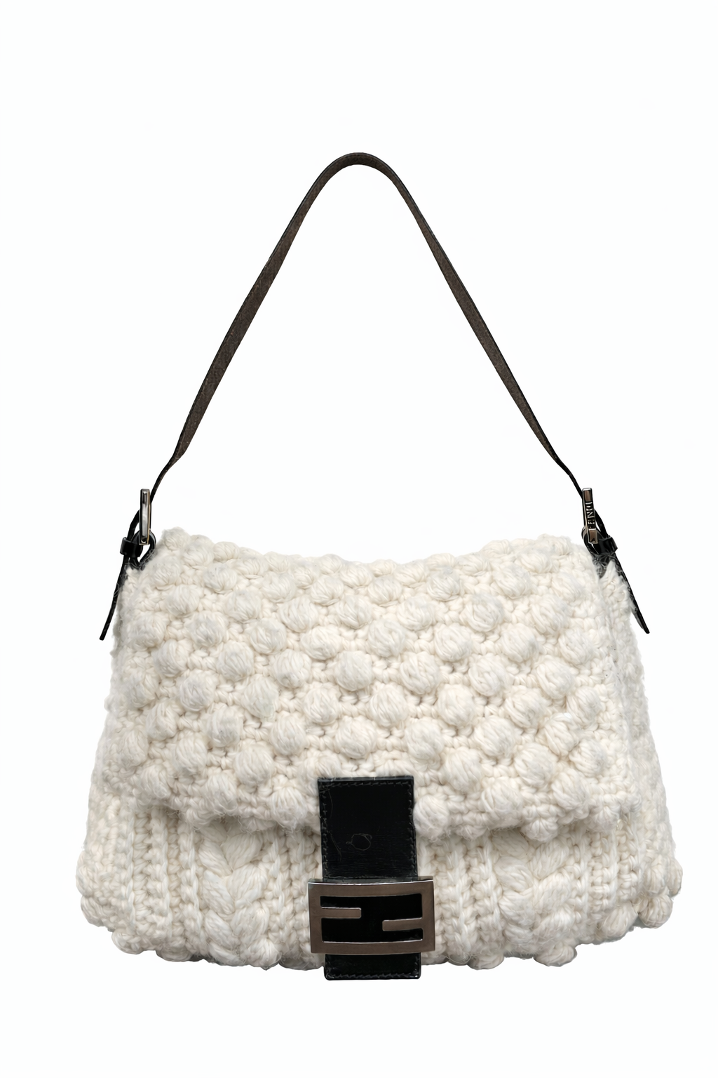 Fendi White Crochet Mamma Baguette Bag
