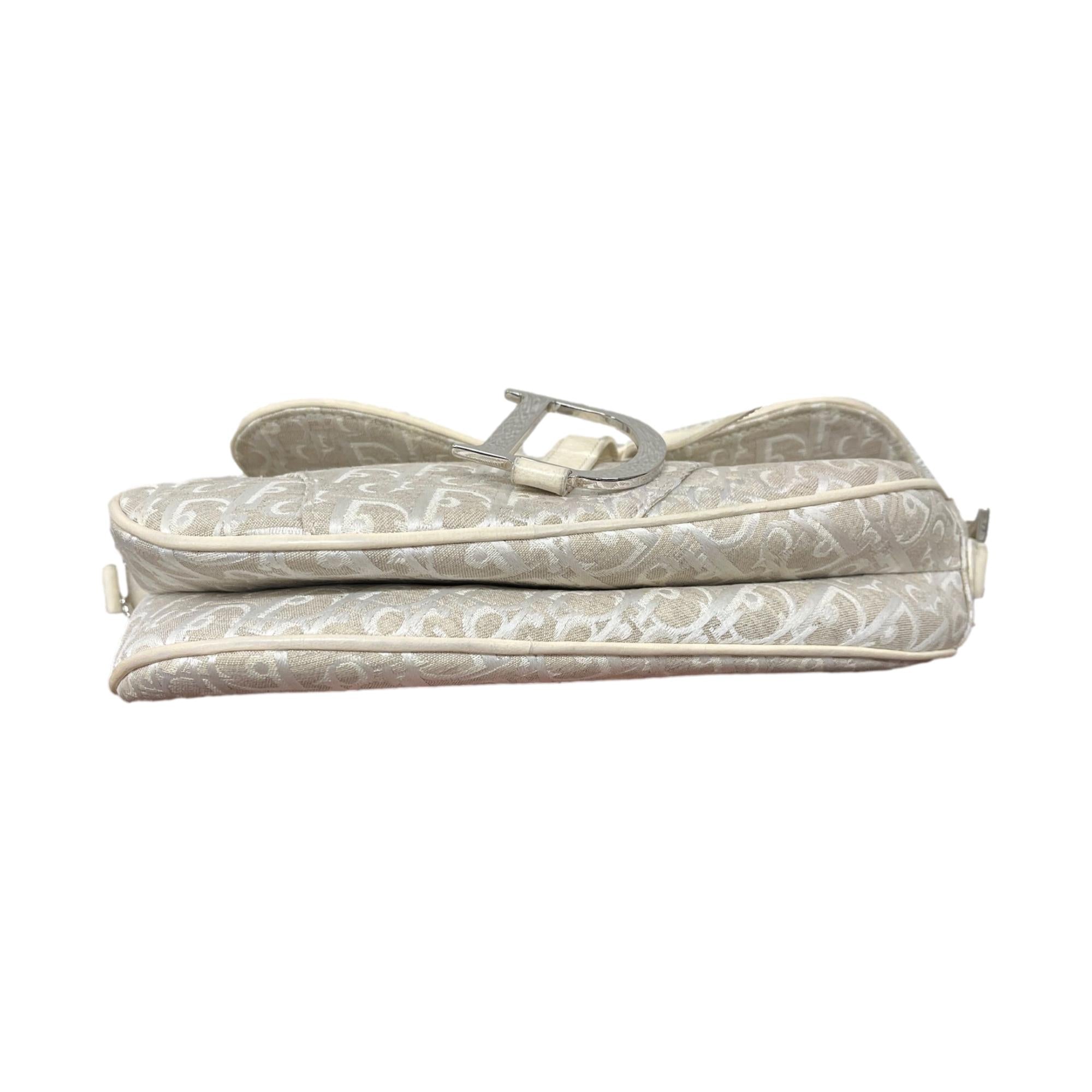 Dior Ivory Logo Saddle Bag