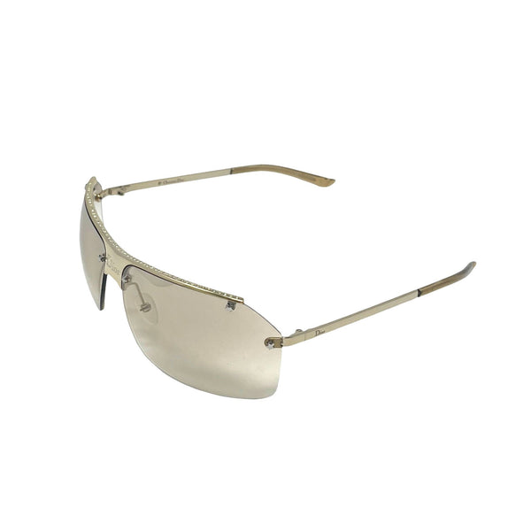 Dior Brown Rhinestone Bar Sunglasses