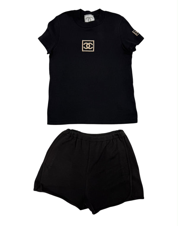 Chanel Black Logo Short Set