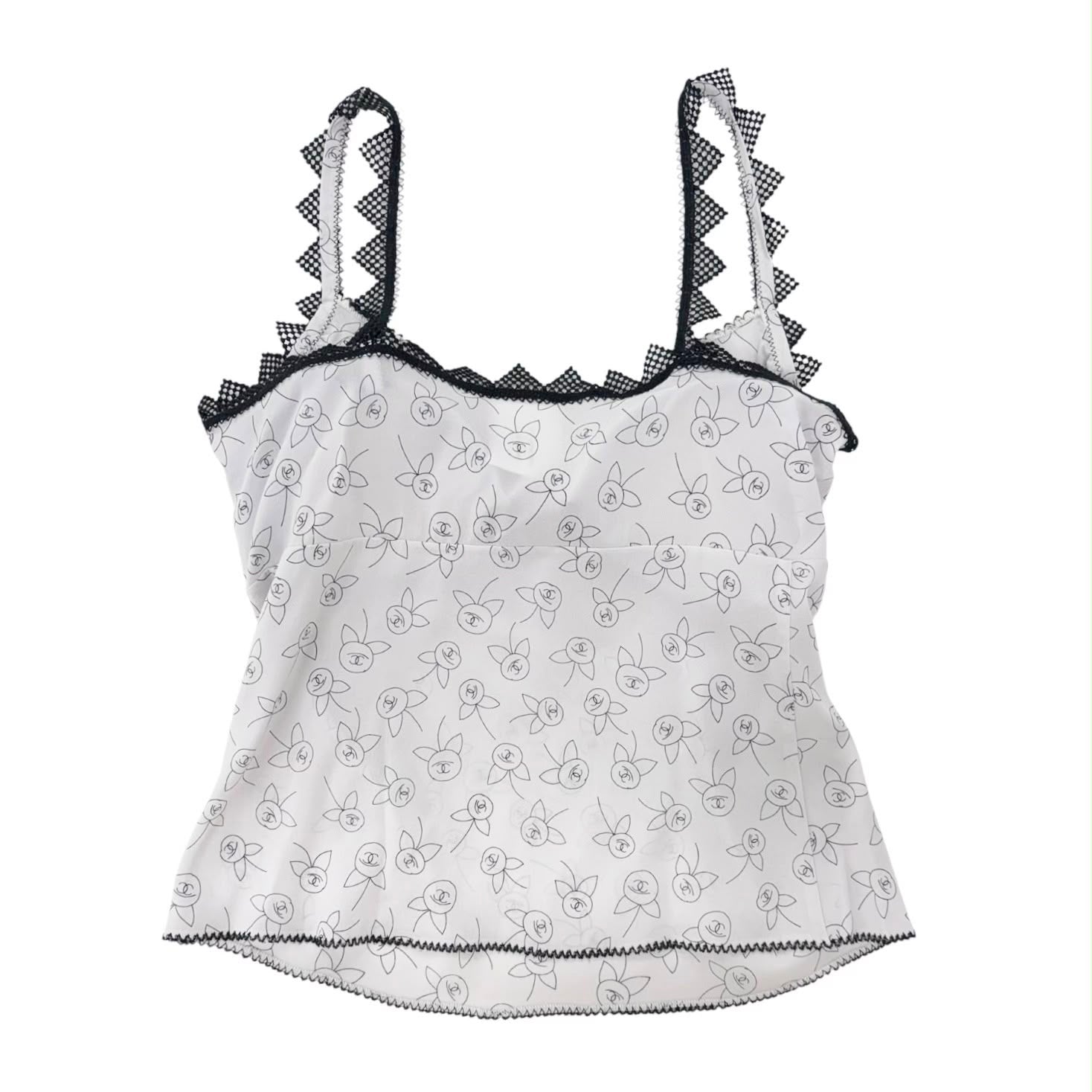 Chanel Floral Silk Logo Tank