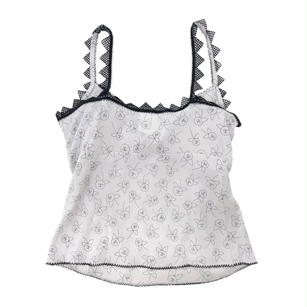 Chanel Floral Silk Logo Tank