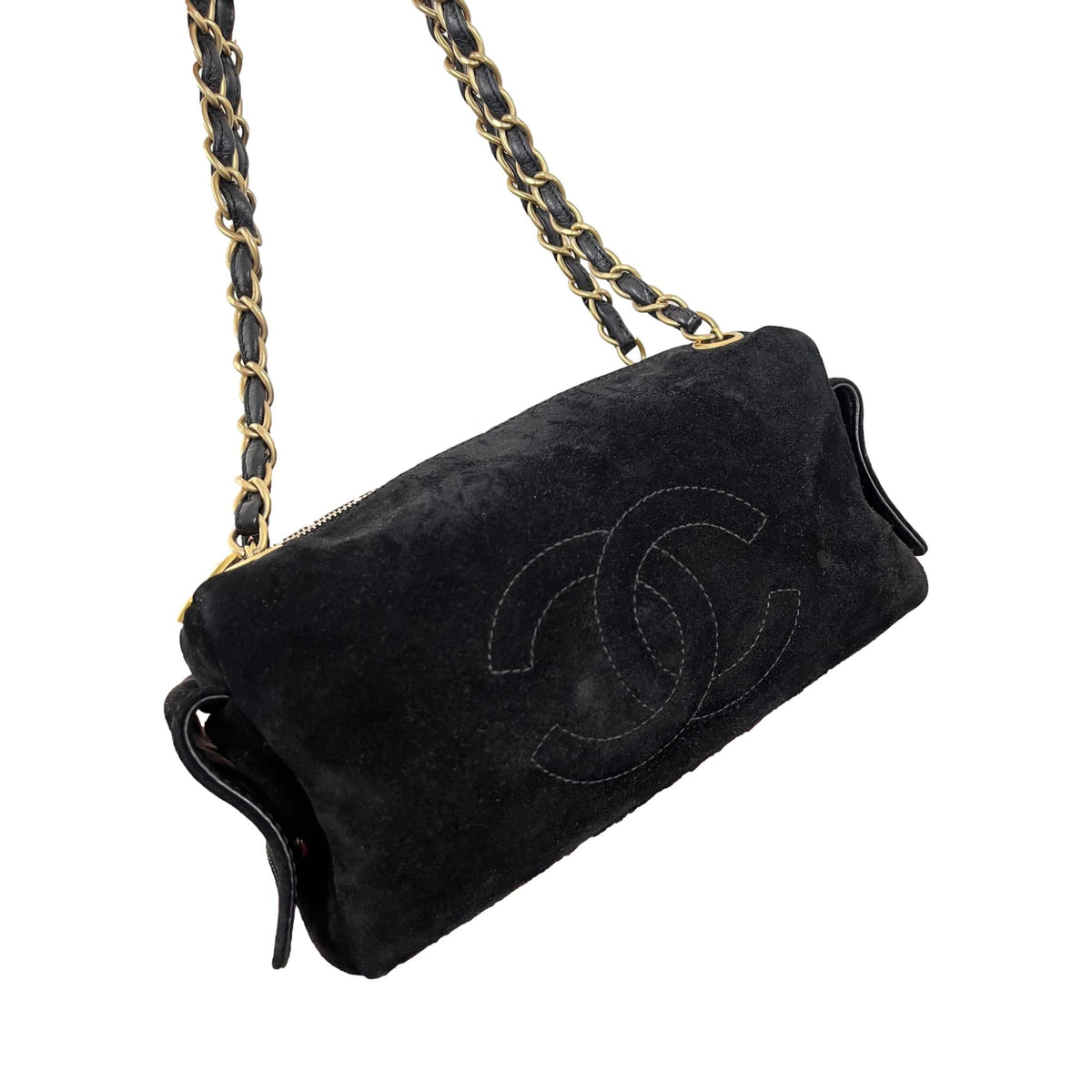 Chanel Black Suede Pocket Shoulder Bag