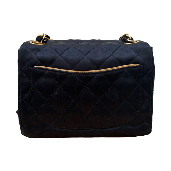 Chanel Black Satin Mini Flap Bag