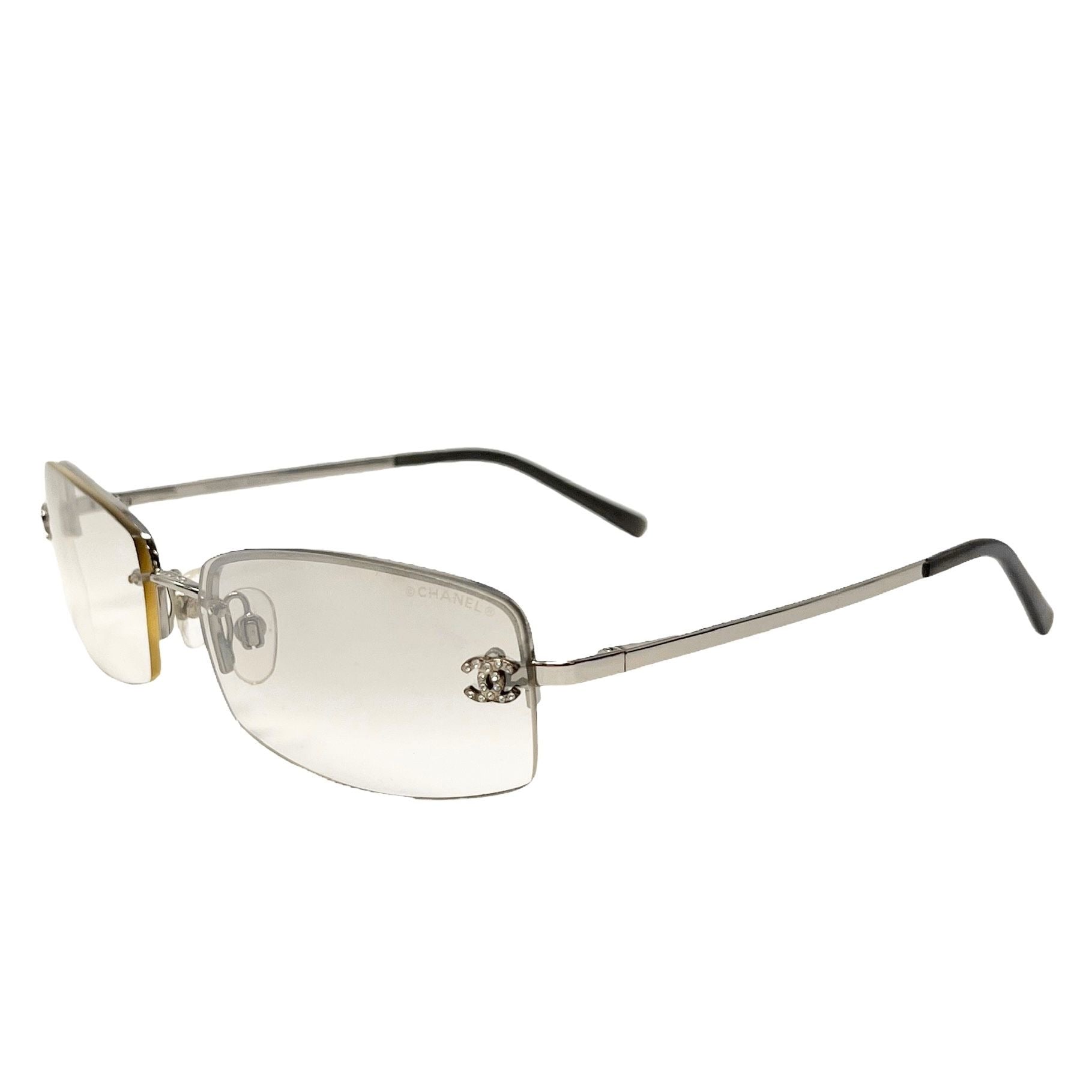 Chanel Clear Rhinestone Mini Rimless Sunglasses