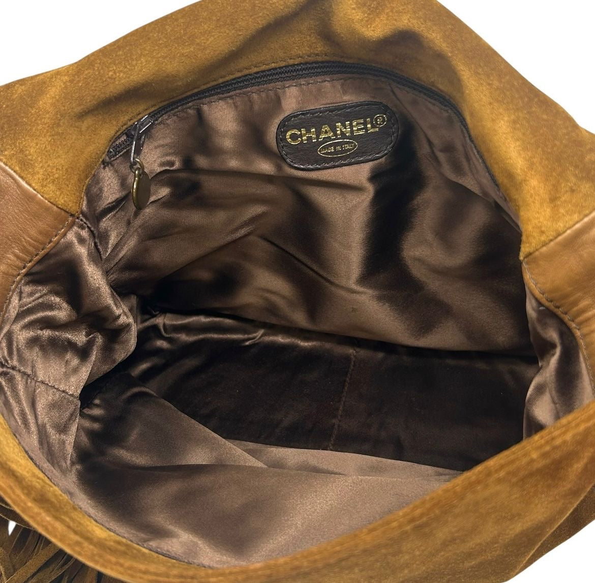 Chanel Light Brown Suede Crossbody Bag