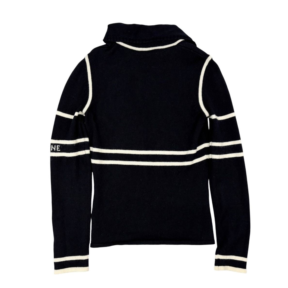 Celine Navy + White Knit Logo Pulliver
