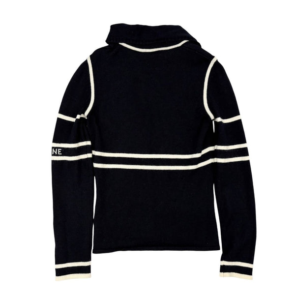 Celine Navy + White Knit Logo Pullover
