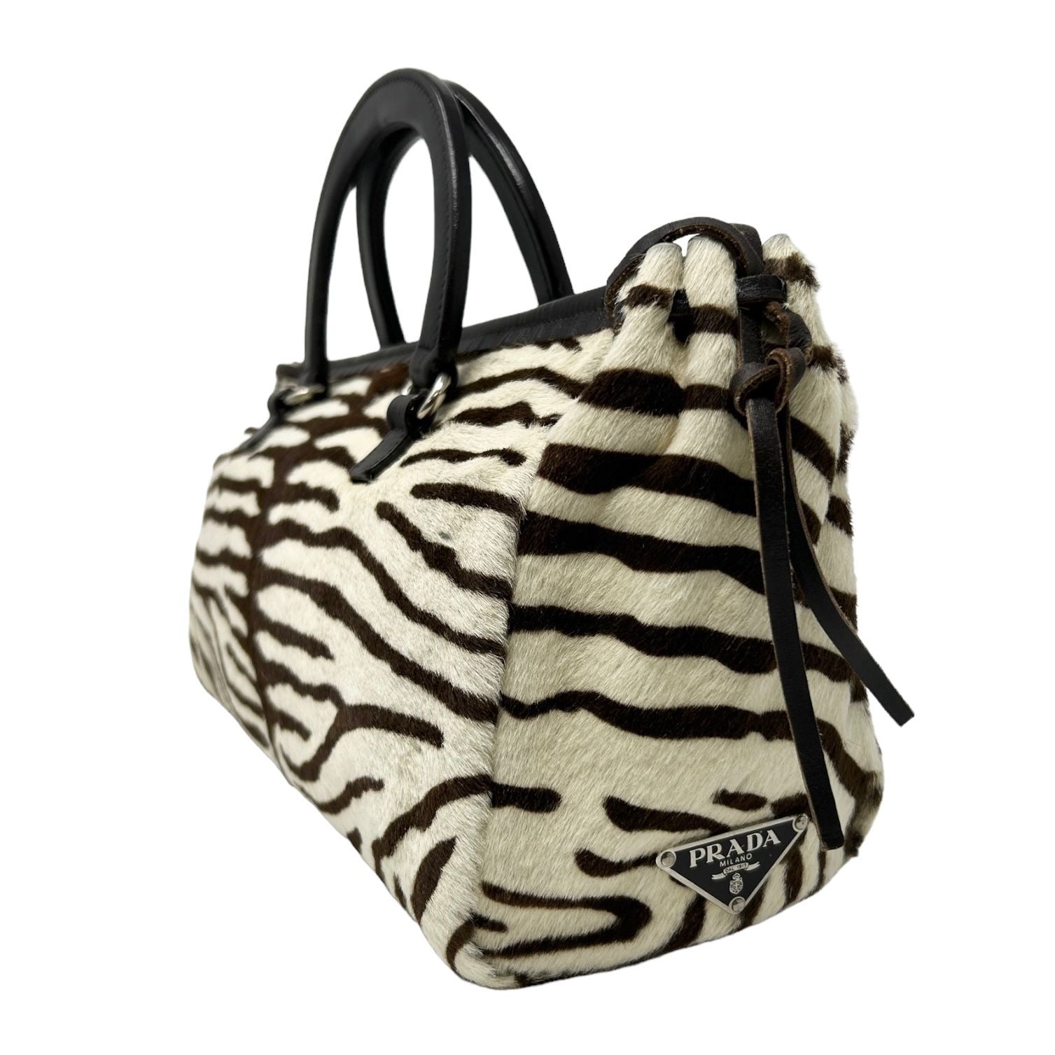 Prada Zebra Print Calf Hair Top Handle Bag