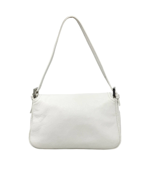 Fendi White Leather Mini Baguette