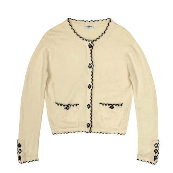 Chanel Cream Scalloped Logo Button Cardigan – Treasures of NYC