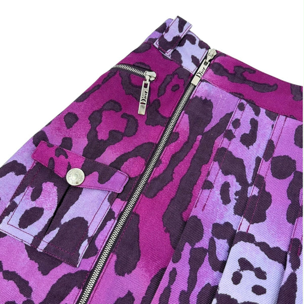 Dior Purple Cheetah Zip Skirt