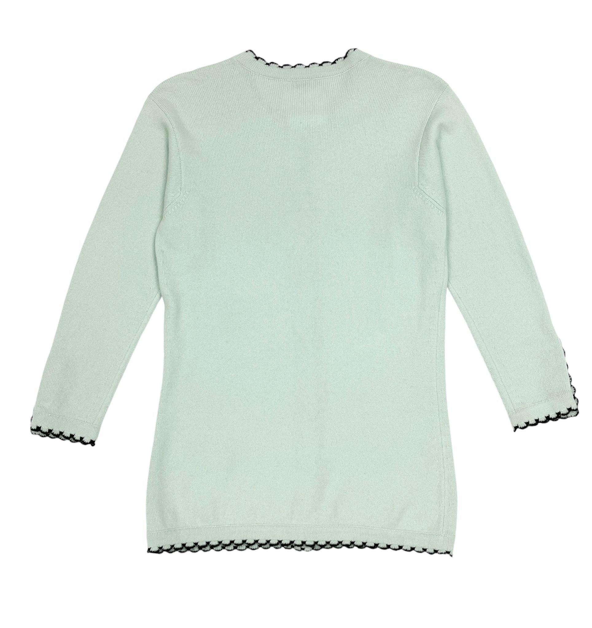 Chanel Baby Blue Cashmere Scalloped Cardigan