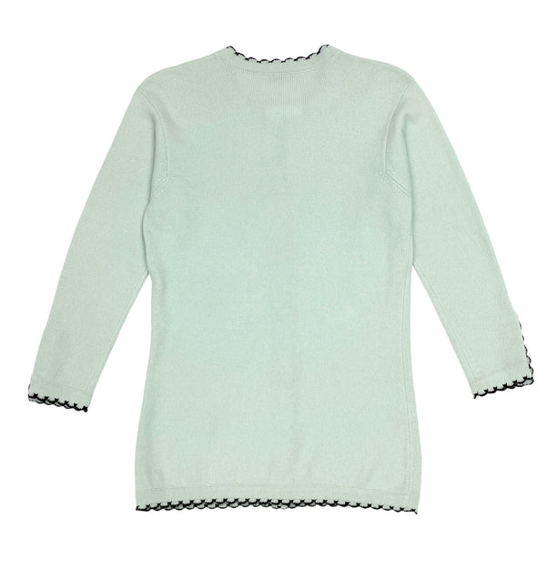 Chanel Baby Blue Cashmere Scalloped Cardigan