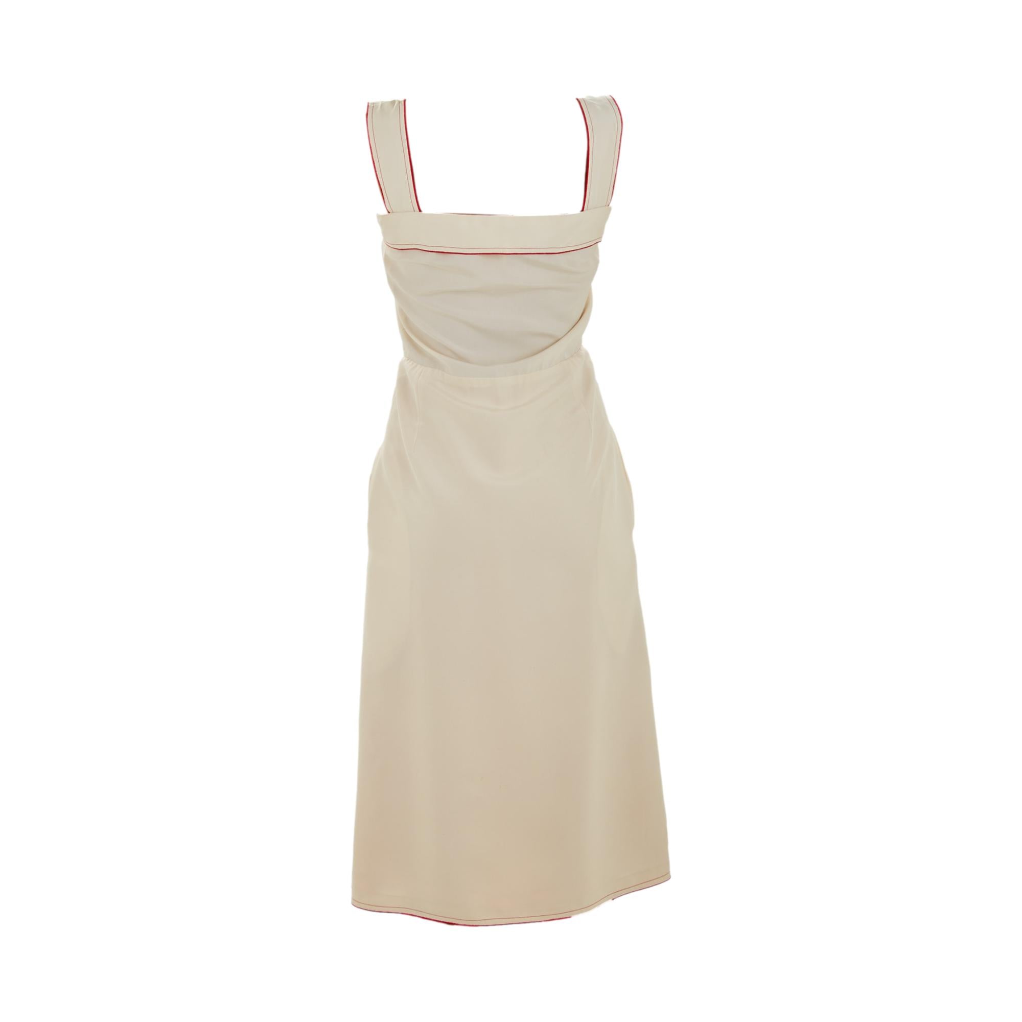 Chloé Cream Cotton Button Front Midi Dress
