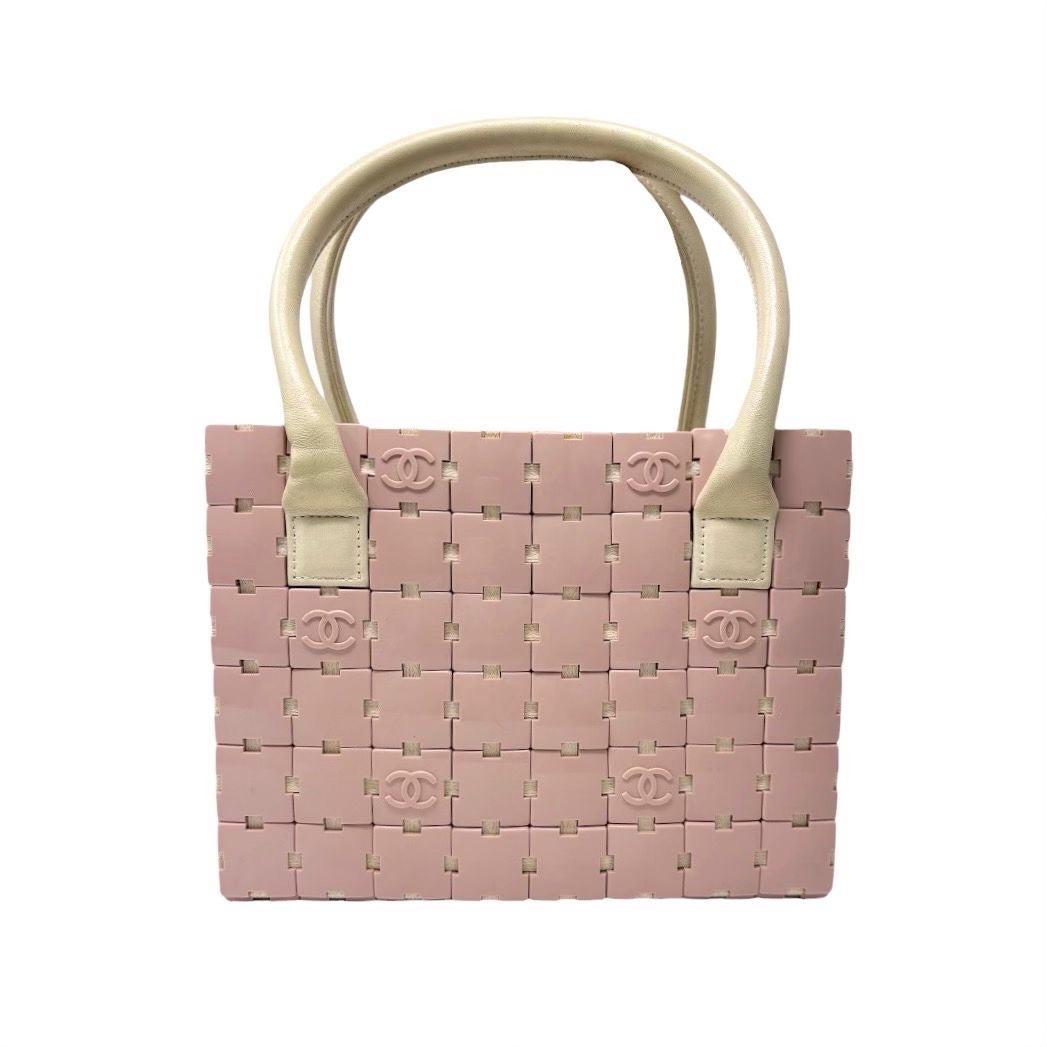 Chanel Pink Logo Top Handle Puzzle Bag