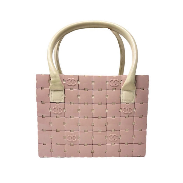 Chanel Pink Logo Top Handle Puzzle Bag