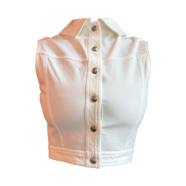 Chanel White Denim Logo Vest