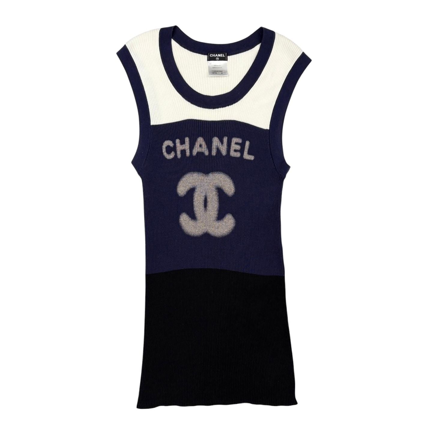 Chanel Colorblocked Ribbed Mini Dress