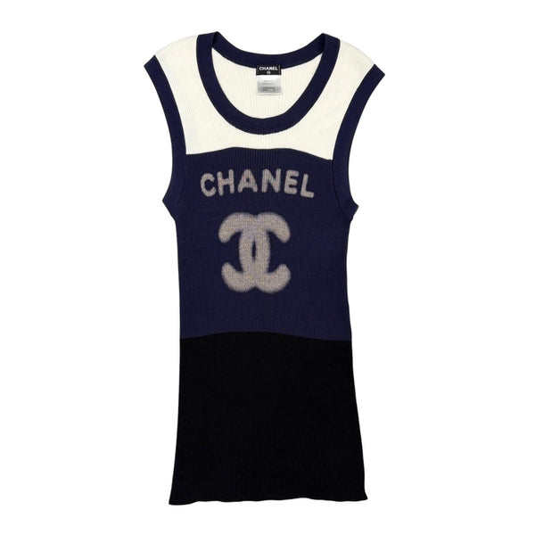 Chanel Colorblocked Ribbed Mini Dress